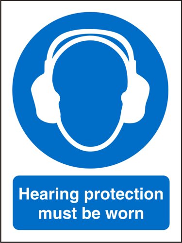 SECO Mandatory Safety Sign Hearing Protection Must Be Worn Semi Rigid Plastic 150 x 200mm - M002SRP150X200