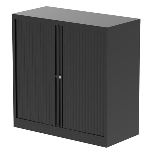 Dynamic Qube by Bisley Side Tambour Cupboard No Shelves H1000 x W1000 x D470mm Black (Made to Order) - BS0035