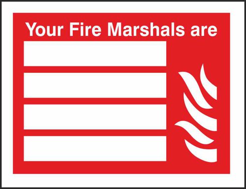 SECO Fire Fighting Equipment Safety Sign Your Fire Marshalls Are Semi Rigid Plastic 150 x 200mm - FF122SRP150X200