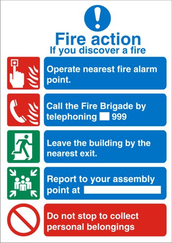 SECO Mandatory Safety Sign Fire Action Semi Rigid Plastic 150 x 200mm - M311SRP150X200