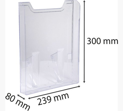 Exacompta Vertical Wall Literature Holder 80 x 239 x 300mm Clear - 64658D