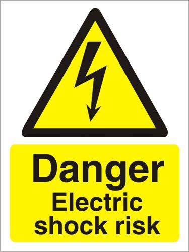 SECO Warning Safety Sign Danger Electric Shock Risk Semi Rigid Plastic 150 x 200mm - W0258SRP150X200