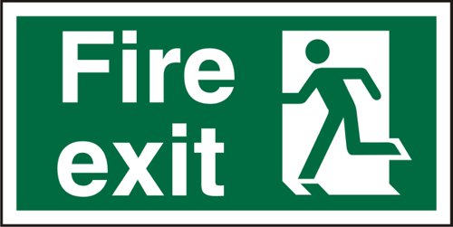 SECO Safe Procedure Safety Sign Fire Exit Man Running Left Semi Rigid Plastic 200 x 100mm - SP319SRP200X100