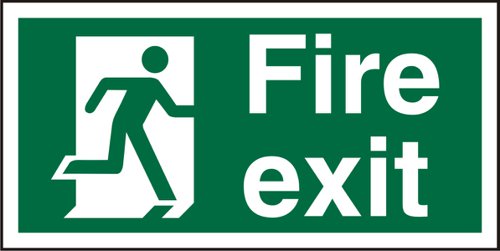 SECO Safe Procedure Safety Sign Fire Exit Man Running Right Semi Rigid Plastic 200 x 100mm - SP318SRP200X100