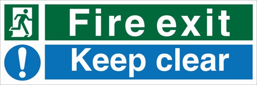 SECO Safe Procedure Safety Sign Fire Exit Keep Clear Semi Rigid Plastic 450 x 150mm - SP126SRP450X150