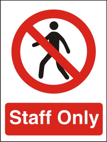 SECO Prohibition Safety Sign Staff Only Self Adhesive Vinyl 150 x 200mm - P085SAV150X200