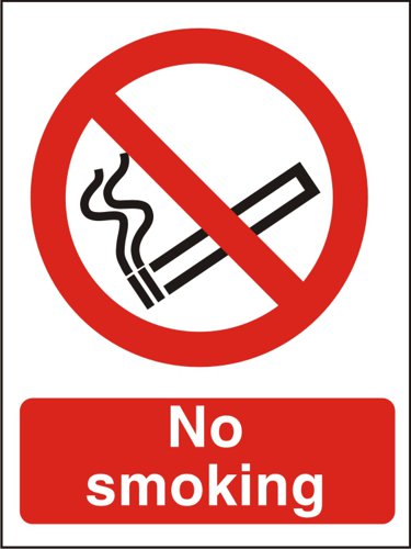 SECO Prohibition Safety Sign No Smoking It Is Against The Law To Smoke In These Premises Semi Rigid Plastic 150 x 200mm - P089SRP150X200