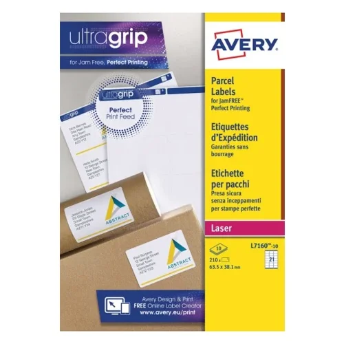 Avery Laser Address Labels 63.5 x 38.1 mm White (Pack 210 Labels) - L7160-10