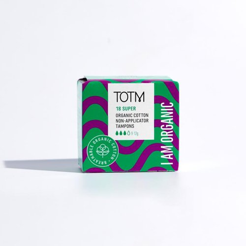 TOTM Organic Cotton Non-Applicator Tampon Super (Pack 18) - 0606008