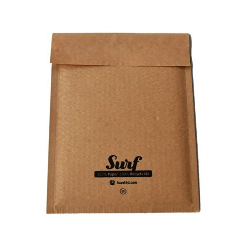 Surf All Paper Padded Mailing Envelopes Size C(0) 100% Recyclable Internal Size 150mm x 207.5mm Brown (Box 200) - HONEC0K