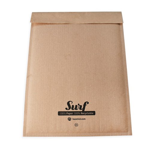 Surf All Paper Padded Mailing Envelopes Size A(000) 100% Recyclable Internal Size 110mm x 160mm Brown (Box 200) - SURFA000K