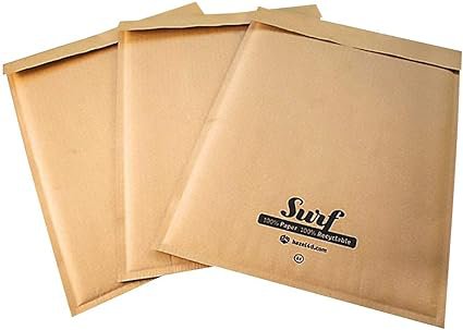 Surf All Paper Padded Mailing Envelopes Size K(7) 100% Recyclable Internal Size 350mm x 470mm Brown (Box 100) - SURFK7K