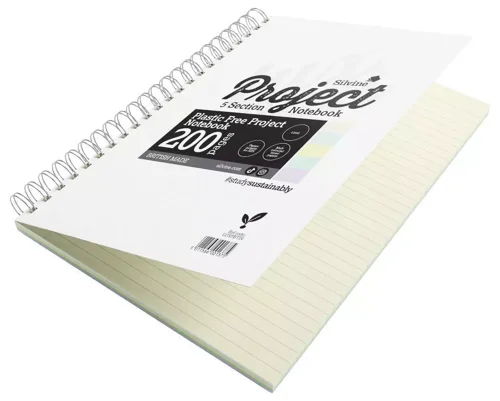 Luxpad SEN Tinted Paper Project Book A4 Plastic Free With 5 Coloured Sections 200 Page Ruled With Margin (Pack 5)  - LUXPBTIN