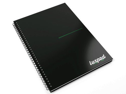 Silvine Luxpad Recycled Twin Wire Hardback Notebook A4 140 Page Punched 4 Holes Ruled 100% Recycled Paper Black (Pack 5) - THBPINA4RE