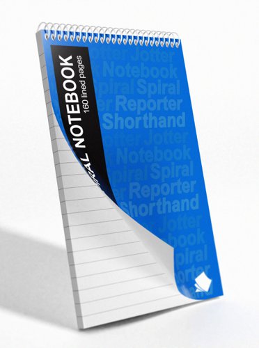 Silvine Spiral Reporters Shorthand Notebook 203 x 127mm 160 Pages Ruled Blue (Pack 10) - 743