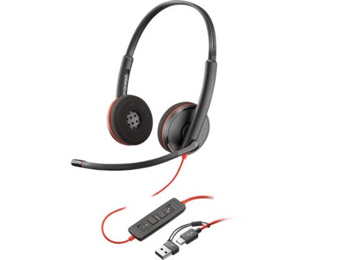 HP Poly Blackwire 3220 Stereo USB-C Wired Headset with USB-C to USB-A Adapter (Bulk)