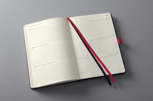 Conceptum Diary 2025 Approx A5 Week To View Hardcover Softwave Surface 148x213x30mm Black-Red