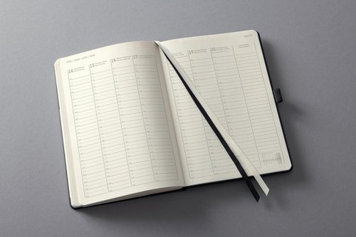 Conceptum Diary 2025 Approx A5 Week To View Vertical Layout Hardcover Softwave Surface 148x213x20mm Black