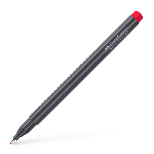 Faber-Castell Fibre-Tip Grip Pen 0.4mm Tip Alizarin Crimson 56% Recycled Plastic (Pack 10) - 151626