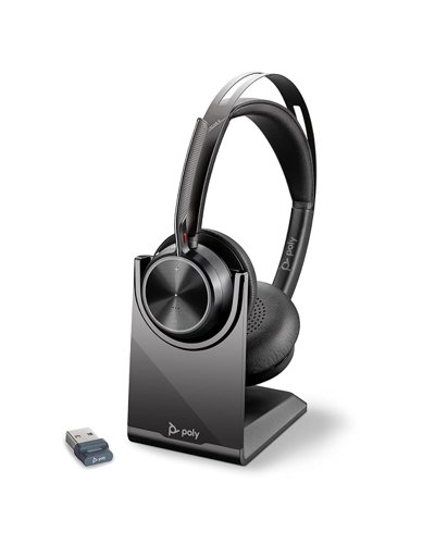 HP Poly Voyager Focus 2 UC ANC Bluetooth Wireless Headset with USB-A Charge Stand