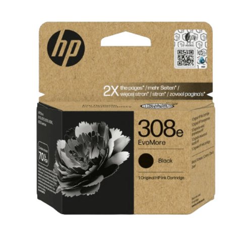 HP No 308e EvoMore Black Ink Cartridge - 7FP22UE