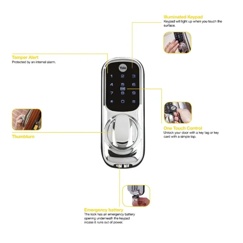 Yale Chrome Keyless Connected Smart Lock - Touchscreen; Remote Access; No Lockcase