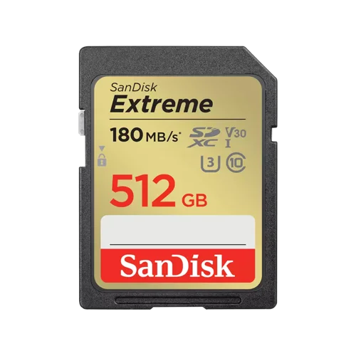 SanDisk Extreme 512GB Class 10 UHS-I U3 V30 SDXC Memory Card