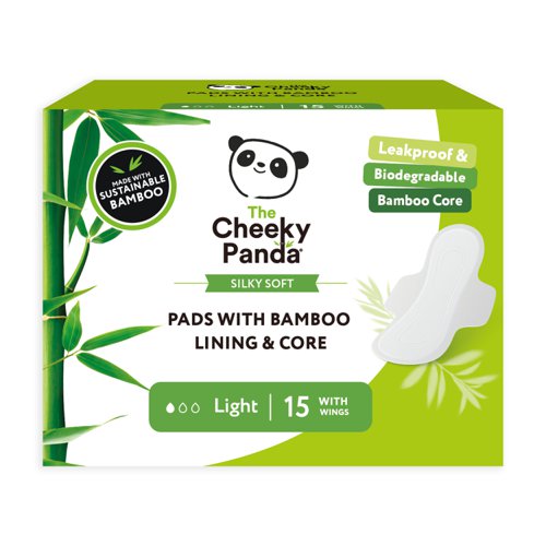 Cheeky Panda FSC Sanitary Pads With Bamboo Lining & Core Light (Pack 15)  - SPADS240MM