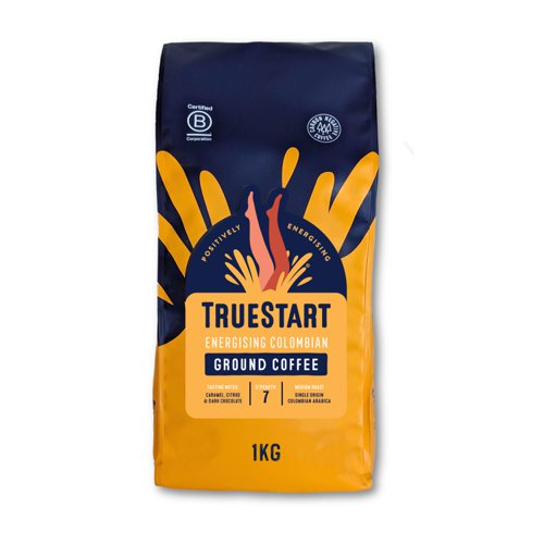 TrueStart Coffee Energising Colombian Ground Coffee (Pack 1kg) - HBECGR1KG