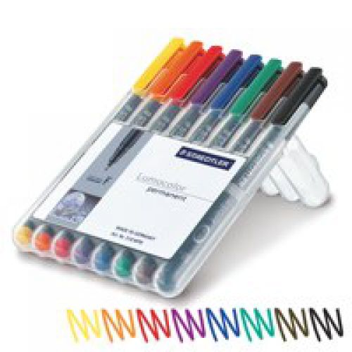 Staedtler 318 Lumocolor Permanent Pen Fine 0.6mm Line Wallet Assorted Colours (Pack 8) - 318 WP8