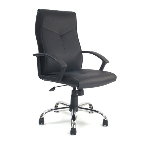 Nautilus Designs Weston High Back Leather Faced Executive Office Chair With Fixed Arms Black - DPA1820ATG/LBK