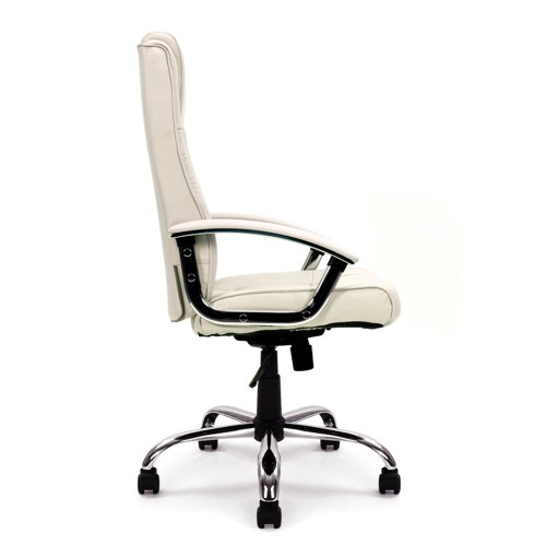 Nautilus Designs Westminster High Back Leather Faced Executive Office Chair With Integral Headrest and Fixed Arms Cream - DPA2008ATG/LCM