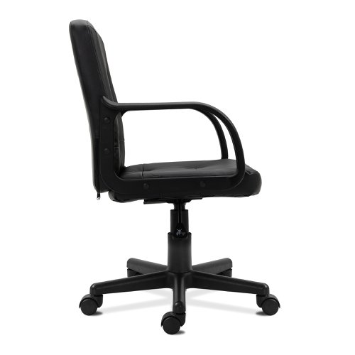 Nautilus Designs Delph Medium Back Leather Faced Executive Office Chair With Decorative Detail and Fixed Arms Black - DPA2014MB/LBK