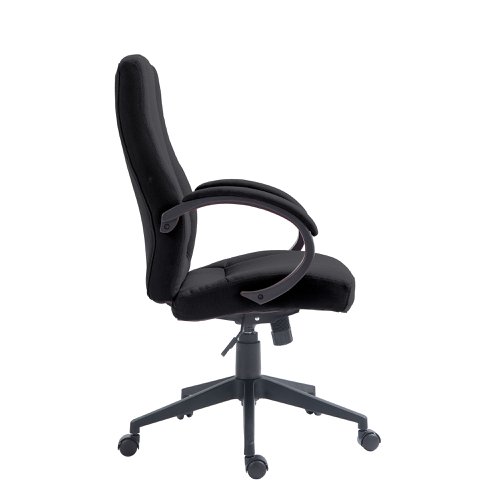 Nautilus Designs Dorset High Back Fabric Executive Office Chair With Padded Fixed Arms Black - BCF/B432/BK