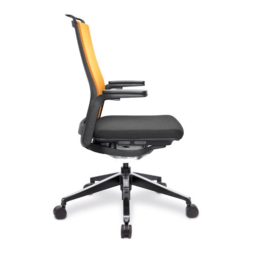 Nautilus Designs Libra High Back Fabric Executive Office Chair With Slimline Seat & Back Built-in Levers & Fixed Arms Black/Orange - BCF/K500/BK-OG