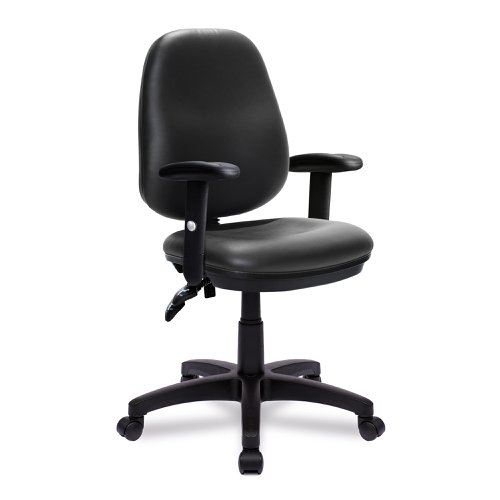 Nautilus Designs Java 200 Medium Back Twin Lever Vinyl Operator Office Chair With Height Adjustable Arms Black - BCF/P505/BKVADT