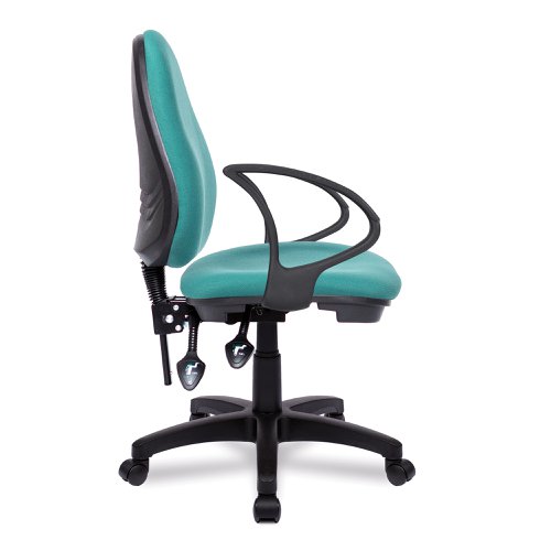 Nautilus Designs Java 300 Medium Back Synchronous Triple Lever Fabric Operator Office Chair With Fixed Arms Green - BCF/P606/GN/A