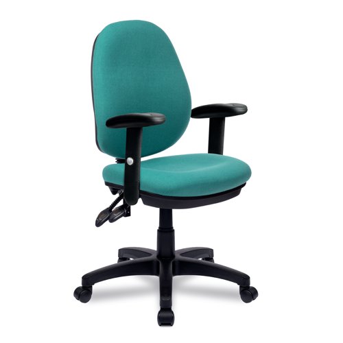 Nautilus Designs Java 300 Medium Back Synchronous Triple Lever Fabric Operator Office Chair With Height Adjustable Arms Green - BCF/P606/GN/ADT