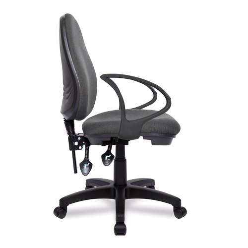 Nautilus Designs Java 300 Medium Back Synchronous Triple Lever Fabric Operator Office Chair With Fixed Arms Grey - BCF/P606/GY/A