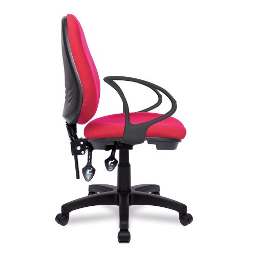 Nautilus Designs Java 300 Medium Back Synchronous Triple Lever Fabric Operator Office Chair With Fixed Arms Red - BCF/P606/RD/A