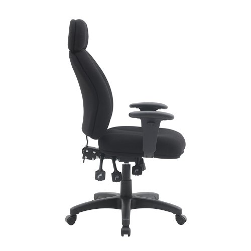 Nautilus Designs Avon High Back 24 Hour Triple Lever Fabric Operator Office Chair With Height Adjustable Arms Black - BCF/R373/BK