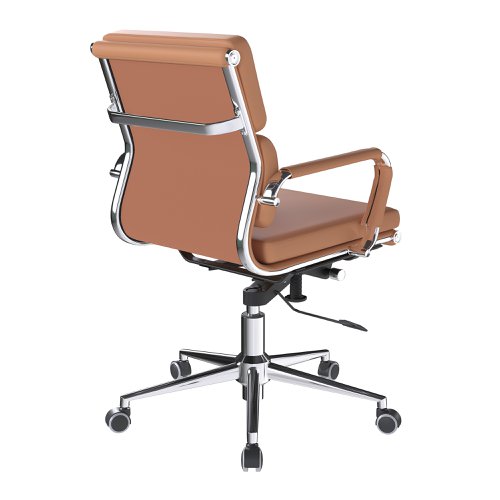 Nautilus Designs Avanti Medium Back Bonded Leather Executive Office Chair With Individual Back Cushions and Fixed Arms Brown - BCL/5003/BW