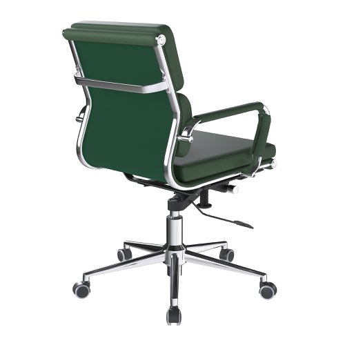 Nautilus Designs Avanti Medium Back Bonded Leather Executive Office Chair With Individual Back Cushions and Fixed Arms Green - BCL/5003/FGN