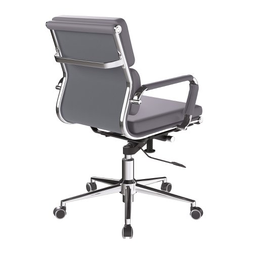 Nautilus Designs Avanti Medium Back Bonded Leather Executive Office Chair With Individual Back Cushions and Fixed Arms Grey - BCL/5003/GY