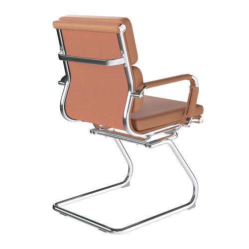 Nautilus Designs Avanti Medium Back Bonded Leather Cantilever Visitor Chair With Individual Back Cushions & Fixed Arms Brown - BCL/5003AV/BW