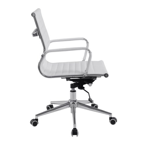 Nautilus Designs Aura Contemporary Medium Back Bonded Leather Executive Office Chair With Fixed Arms White - BCL/8003/WH