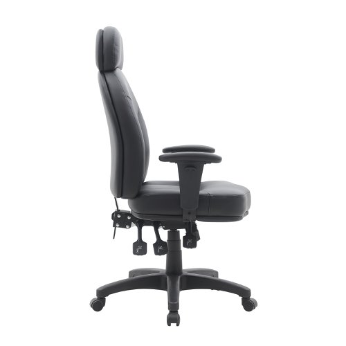 Nautilus Designs Avon High Back 24 Hour Triple Lever Bonded Leather Operator Office Chair With Height Adjustable Arms Black - BCL/R373/BK