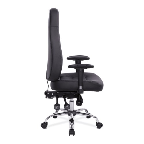 Nautilus Designs Babylon High Back Bonded Leather 24 Hour Synchronous Task Operator Office Chair With Multi-Adjustable Arms Black - BCL/R440/BK