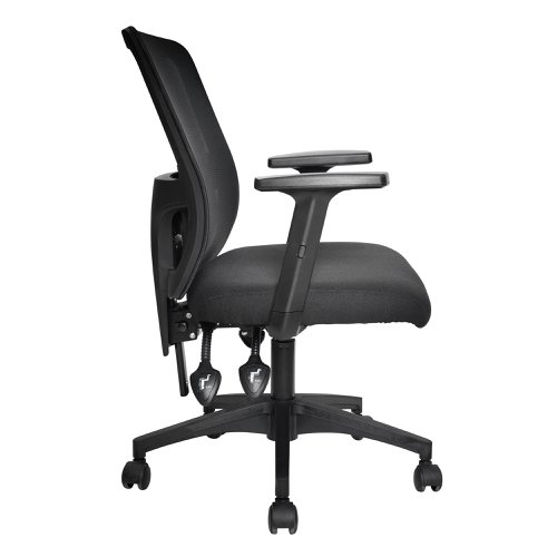 Nautilus Designs Barri Medium Back 3 Lever Mesh Task Operator Office Chair With Fabric Seat and Height Adjustable Arms Black - BCM/K610/BK