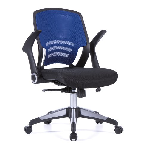 Nautilus Designs Graphite Medium Back Mesh Task Operator Office Chair With Folding Arms Blue - BCM/F560/BL